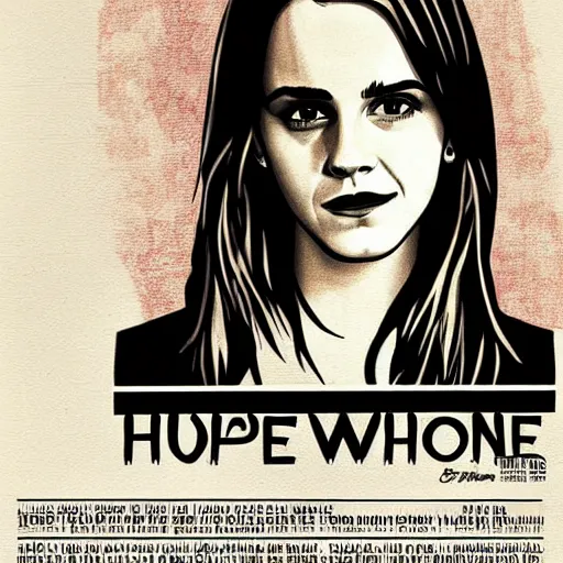 Prompt: emma watson hope poster by shepard fairey, mannie garcia ( 2 0 0 8 )