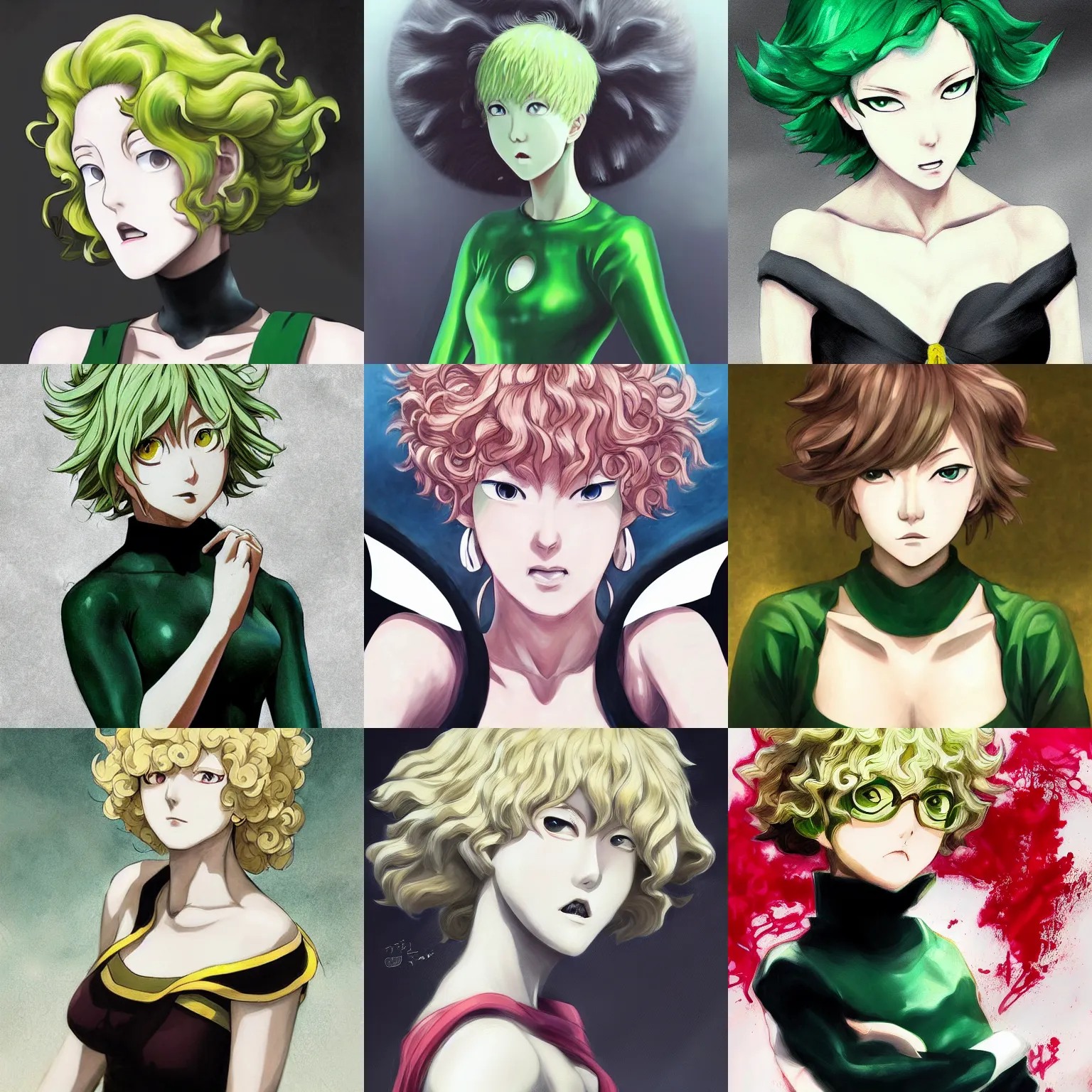Prompt: portrait of Tatsumaki (from One Punch Man), realistic painting, classical painting, high definition, digital art, matte painting, very detailed, realistic