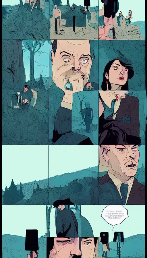 Image similar to Surreal Twin Peaks comic page by Tomer Hanuka