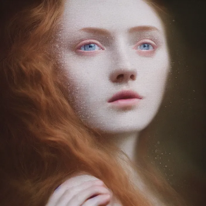 Image similar to Kodak Portra 400, 8K,ARTSTATION, Caroline Gariba, soft light, volumetric lighting, highly detailed, britt marling style 3/4 , extreme Close-up portrait photography of a beautiful woman how pre-Raphaelites,inspired by Ophelia paint, the face emerges from water of Pamukkale, underwater face, hair are intricate with highly detailed realistic beautiful flowers , Realistic, Refined, Highly Detailed, interstellar outdoor soft pastel lighting colors scheme, outdoor fine art photography, Hyper realistic, photo realistic