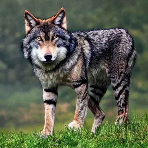 Prompt: giant cat - wolf, nature photography