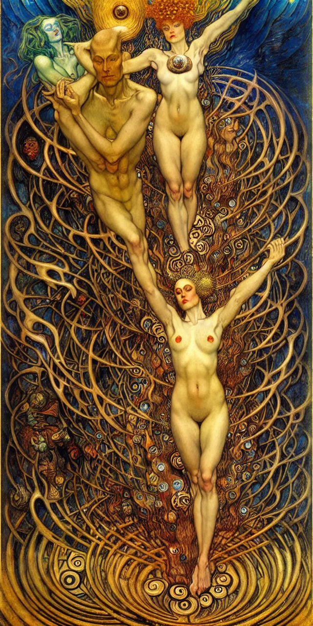 Image similar to Divine Chaos Engine by Karol Bak, Jean Delville, William Blake, Gustav Klimt, and Vincent Van Gogh, symbolist, visionary