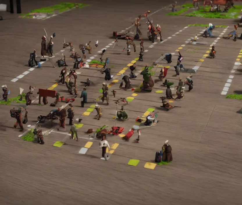 Prompt: subuteo game on a table but each player is Warwick Davis in the film Willow. 8k octane render unreal engine