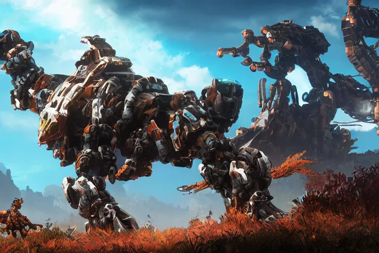 Image similar to shell - walker machine mecha animal beast robot of horizon forbidden west horizon zero dawn bioluminiscence global illumination ray tracing hdr fanart arstation by sung choi and eric pfeiffer and gabriel garza and casper konefal