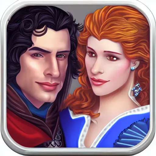 Prompt: lancelot and guinevere, app icon, appstore