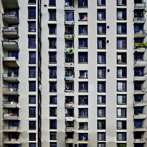 Image similar to photography of surreal apartment building on a field