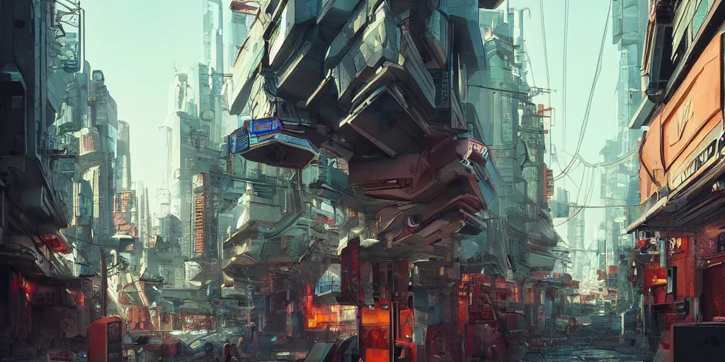 Image similar to futuristic cyberpunk russian street, trending on artstation.