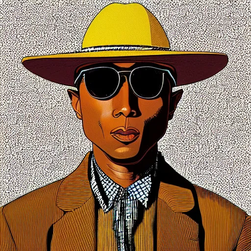 Image similar to “ pharrell retro minimalist portrait by jean giraud, art of moebius, sharp, smooth face, comic, 8 k ”