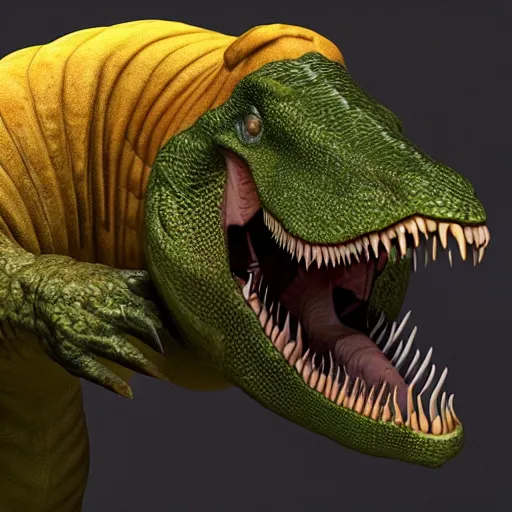 Prompt: dinosaur eating banana, 8 k, hd, trending on artstation