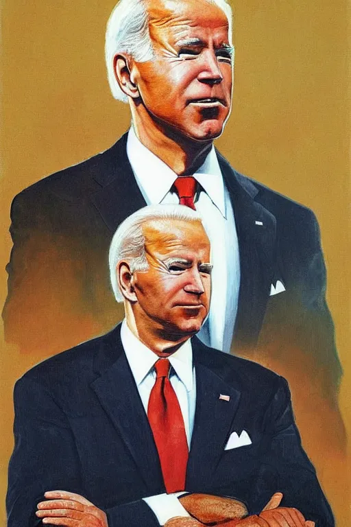 Image similar to Socialist realist painting of revolutionary leader Joe Biden by Isaak Brodsky, Highly detailed, full body portrait, masterpiece