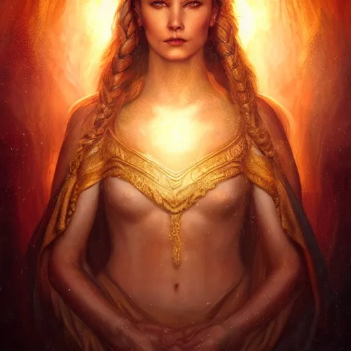 Image similar to majestic gracious regal deity persephone portrait, ancient greece, atmospheric lighting, painted, intricate, volumetric lighting, beautiful, rich deep colours masterpiece, golden hour, sharp focus, ultra detailed, by leesha hannigan, ross tran, thierry doizon, kai carpenter, ignacio fernandez rios