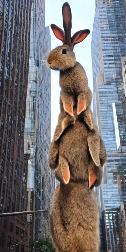 Prompt: a very very very very very very tall rabbit in new york city