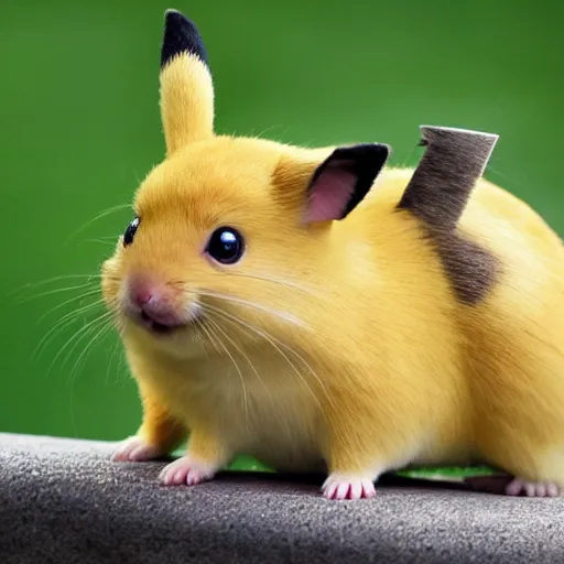 Prompt: half pikachu, half hamster, baby animal, cute, adorable