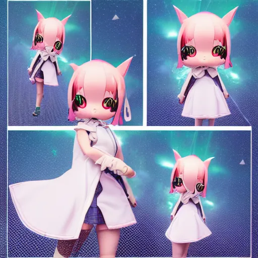 Image similar to cute fumo plush of a girl who wields the power to destroy planets, lens flare, vray