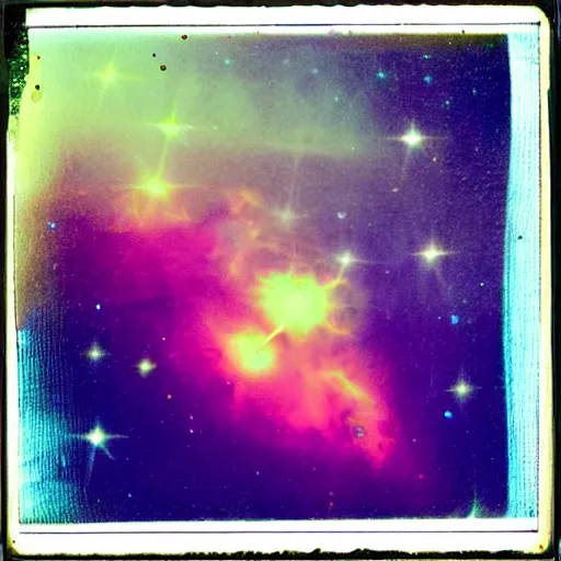 Image similar to experimental astrophotography nebula pickled dyed pickled warmed polaroid