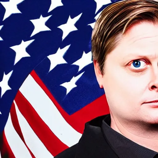 Prompt: Tim Heidecker as Agent Jack Decker, American patriot.