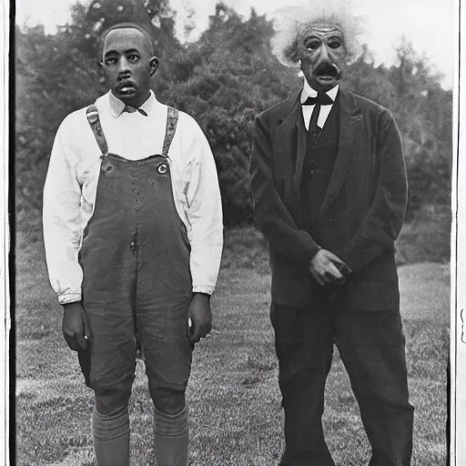 Image similar to real photo taken of Tyler The Creator and Einstein in 1923