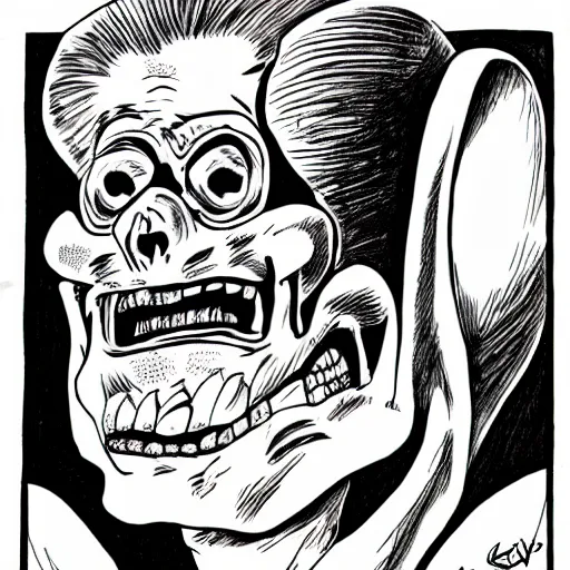 Image similar to larry - king dressed like skeletor comic - book drawing from mad - magazine pen and ink with full - color artwork, vector svg