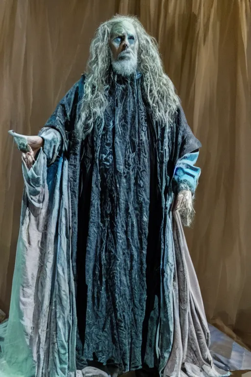 Image similar to a full body photograph of Prospero from the stage production of The Tempest taken with Nikon D3500, highly detailed