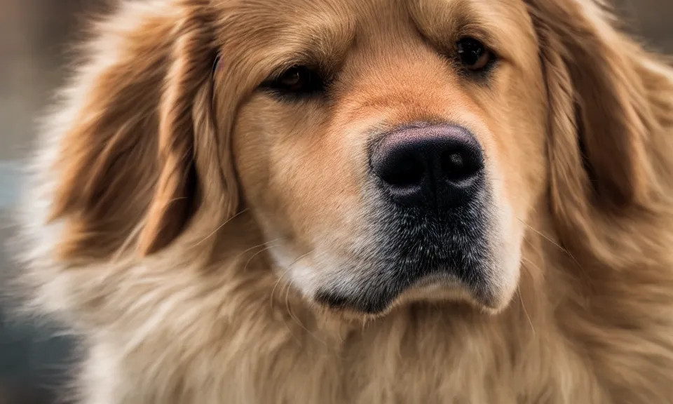 Image similar to 4K HD, high detail photograph, shot with Sigma f/ 4.2 , 250 mm sharp lens, shallow depth of field, subject= golden retriever, consistent, high detailed light refraction, high level texture render