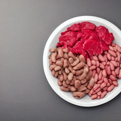 Image similar to raw meat chunks beans, android cell phone photo,