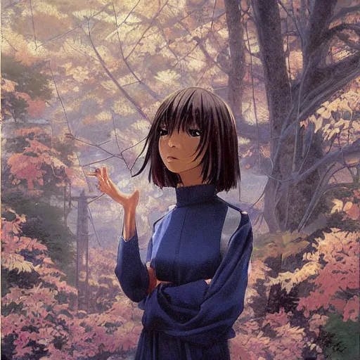 Prompt: anime zendaya by by Hasui Kawase by Richard Schmid on canvas