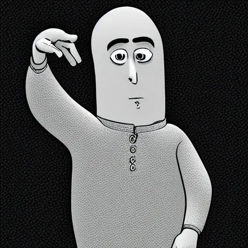 Image similar to Gru flipping the bird vector art, highly detailed, very detailed, simplistic, deep shading, cracked and distorted background