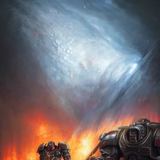 Prompt: space marine, warhammer 4 0 k, warhammer 4 0 0 0 0, high detail, dramatic light, digital art, painted by seb mckinnon, painted by greg rutkowski, trending on artstation