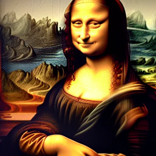 Image similar to the Mona Lisa being painted by an aardvark, real