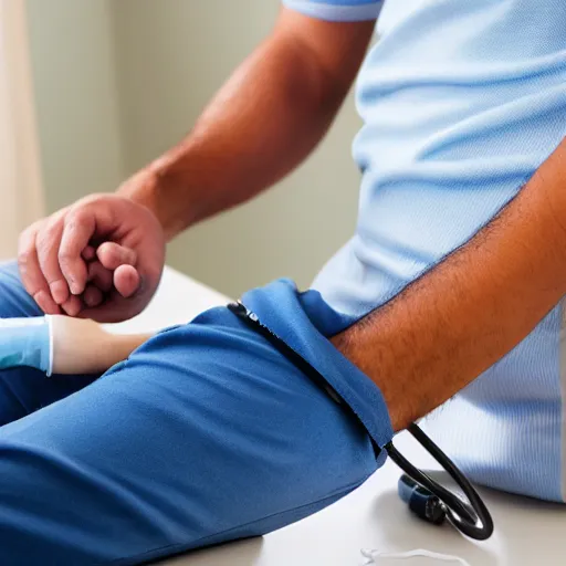 Image similar to a man having his blood pressure taken