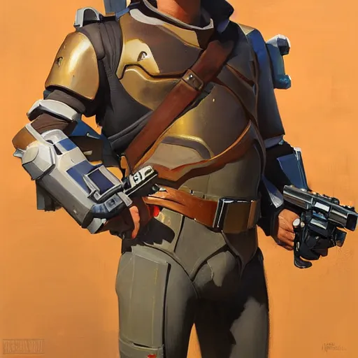 Image similar to greg manchess portrait painting of armored han solo as overwatch character, medium shot, asymmetrical, profile picture, organic painting, sunny day, matte painting, bold shapes, hard edges, street art, trending on artstation, by huang guangjian and gil elvgren and sachin teng