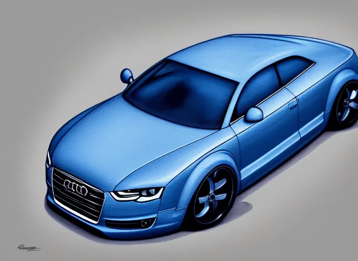 Denim Blue Audi A4 B8 Avant (2012) on a mountain road, Stable Diffusion