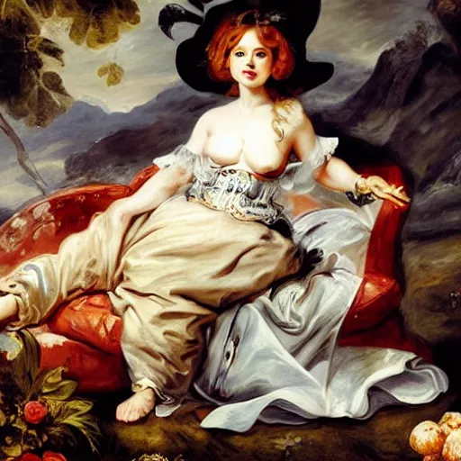 Image similar to heavenly summer sharp land sphere scallop well dressed lady watching netflix on flat screen tv, auslese, by peter paul rubens and eugene delacroix and karol bak, hyperrealism, digital illustration, fauvist, watching netflix on a flat screen tv