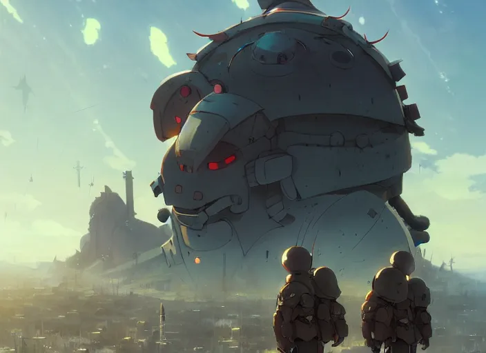 Image similar to mole creatures dressed in military gear, details, futuristic, epic, destroyed city, landscape illustration concept art anime key visual trending pixiv fanbox by wlop and greg rutkowski and makoto shinkai and studio ghibli and kyoto animation symmetrical facial features