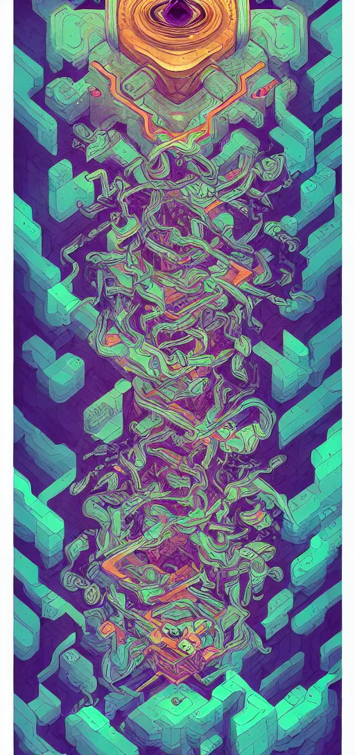 Image similar to arcane twisted turn of fate abstraction, centered award winning ink pen illustration, isometric abstract illustration by dan mumford, edited by craola, technical drawing by beeple and tooth wu, tiny details by artgerm and watercolor girl, symmetrically isometrically centered