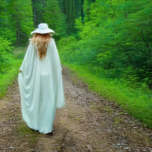 Prompt: The radiant lady Galadriel walking in a beautiful field in a forest, mountains in the distance, medium shot, confident, gorgeous, stunning, detailed, very realistic