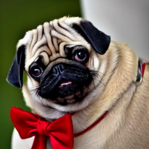 Prompt: a pug president of the usa. president of the us. in the oval. formal. beautiful. high resolution. highly realistic. close - up.