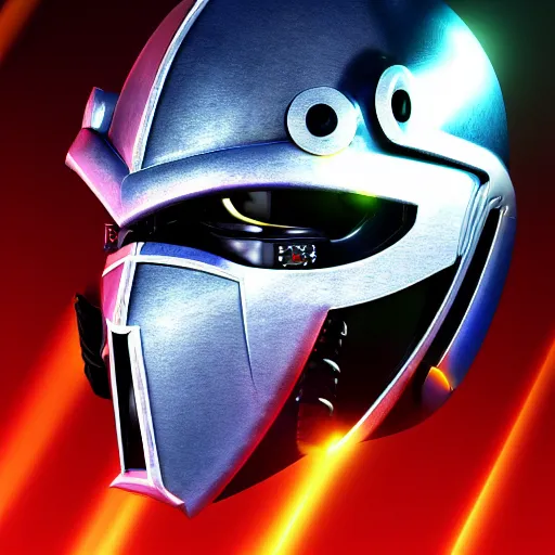 Image similar to kamen rider viking helmet mask robot ninja illumination ray tracing hdr fanart arstation by sung choi and eric pfeiffer and gabriel garza and casper konefal