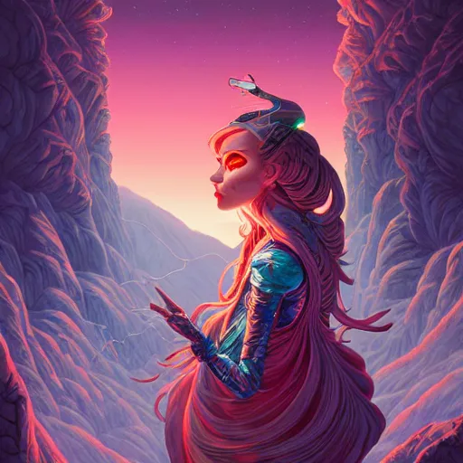 Prompt: gouache, ethereal cybernetic princess in the mountains, extremely detailed, sharp focus, wide view, full body shot, smooth, digital illustration, by lisa perrin!!!!, dan mumford, james jean, by rossdraws, frank franzzeta, sakimichan