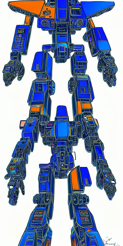 Image similar to blueprint of a colorful battletech mecha, technical draw, concept art, extreme detail, 3 5 mm, colorful, phone wallpaper