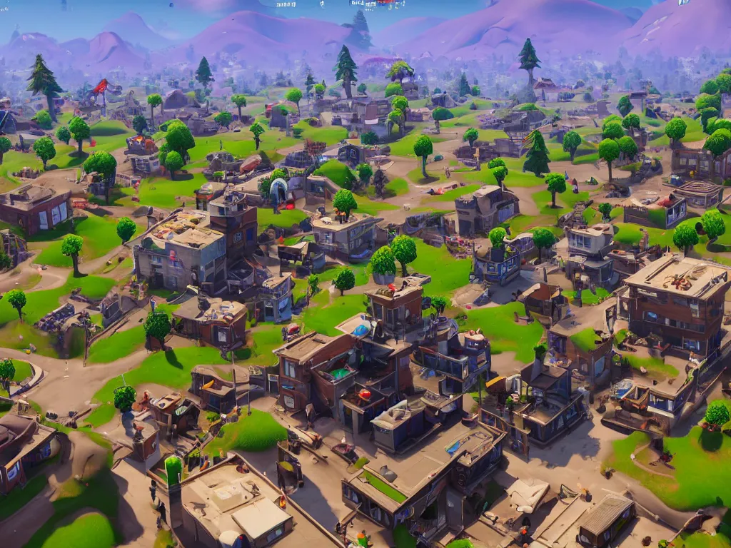 Image similar to fortnite tilted towers, 4k detailed, unreal engine, very very well detailed image, 8k