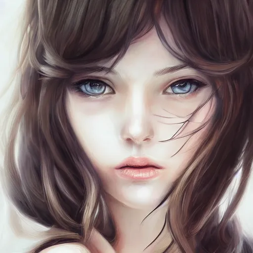 Image similar to cute girl art drawn in art style of WLOP full HD 4K highest quality realistic beautiful gorgeous natural WLOP artist painting