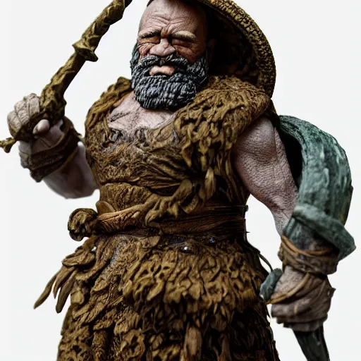 Image similar to high - res photograph of a claymation sculpture warrior dwarf, highly detailed sculpey diorama, by erwin olaf, smooth, sharp foccus, commercial photography, fashion shoot