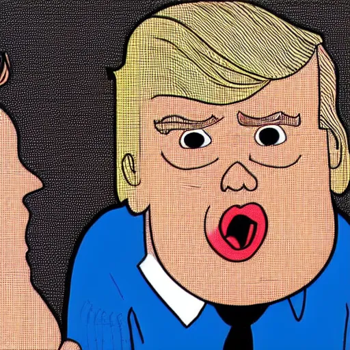 Prompt: a close - up portrait of donald trump as a big baby by chris ware