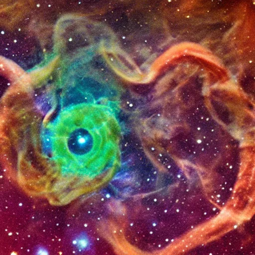 Image similar to lovecraftian tentacles emerging from a space nebula