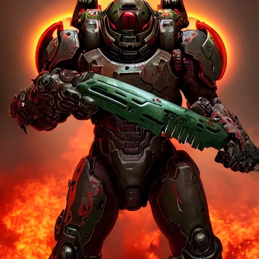 Image similar to doom slayer from doom eternal, photography