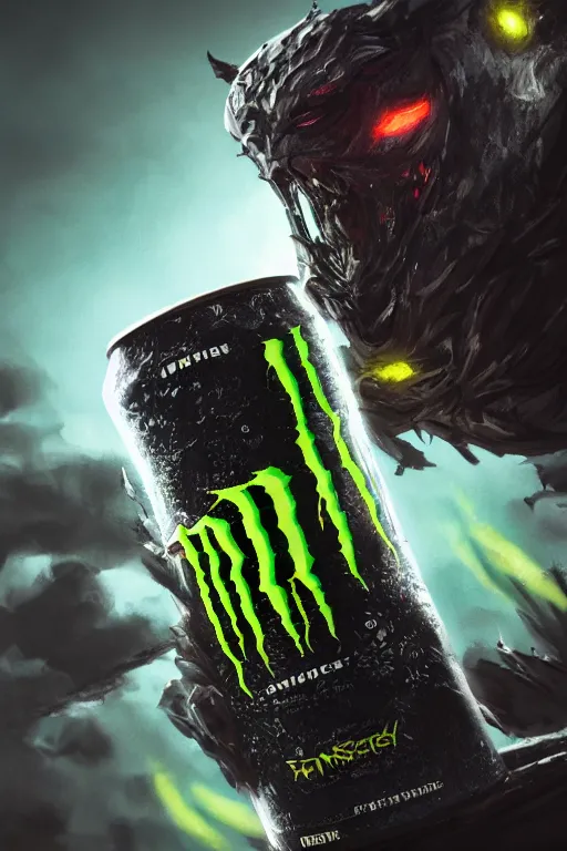 Image similar to monster energy drink, concept art, wlop, digital painting, trending on artstation, highly detailed, epic composition, official media, 8 k uhd