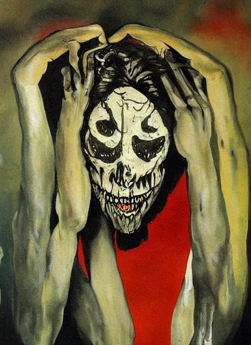 Image similar to vintage scary painting of the survivor