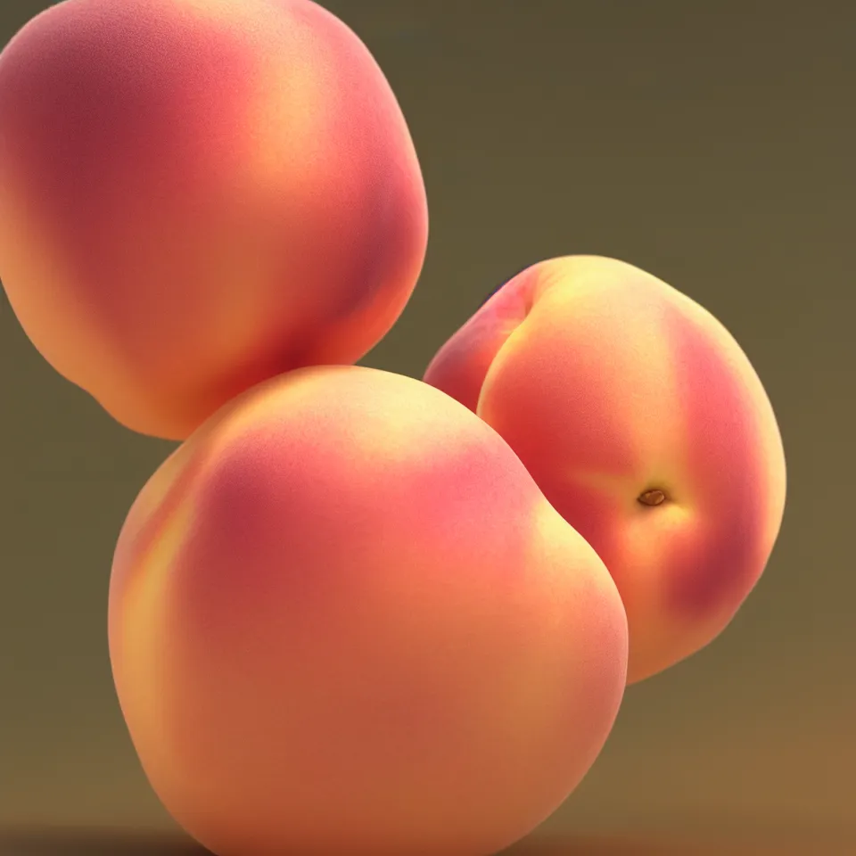 Prompt: An elegant, juicy peach with a female human-like body, as if it was made of pale human skin. Soft details. Close-up, fairy fruit. Octane Render, Trending on artstation. Bokeh.