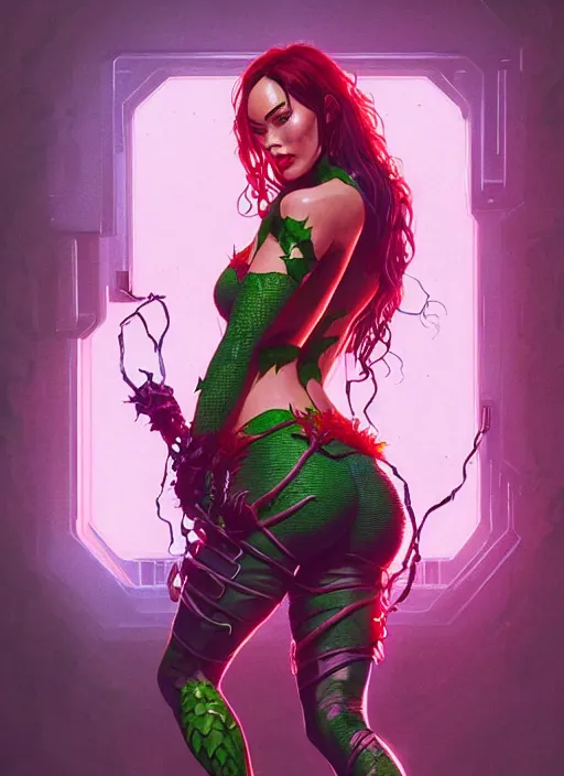 Image similar to portrait of apex legends megan fox as poison ivy, intricate, elegant, glowing lights, highly detailed, digital painting, artstation, glamor pose, concept art, smooth, sharp focus, illustration, art by artgerm and greg rutkowski, artey freytag